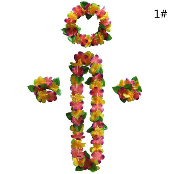 4:a/ set Hawaiian Flower Leis Garland Halsband DIY-dekoration F 1 One Size 1 One Size