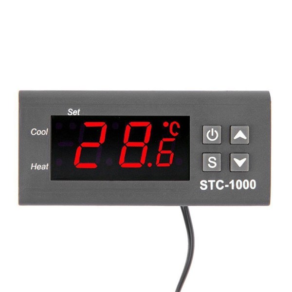 NY 12V/24V/110V/220V STC-1000 digital temperaturregulator T Svart 110-220V Black 110-220V