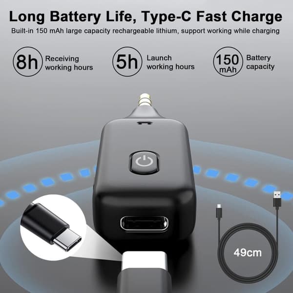 Bluetooth 5.1 Biladapter med 3.5mm Jack för Stereo, PC, TV, GPS, Ljud