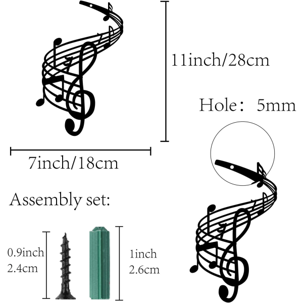 Metal Väggkonst Musiknot Dekor Notation Art Diskantklav Svart