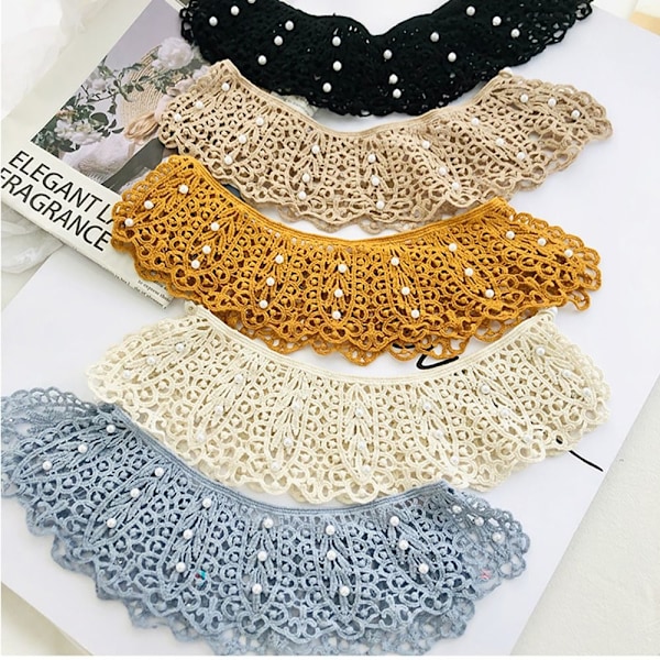 Blonde Stoff Halslinje Avtakbar Falsk Krage DIY blue