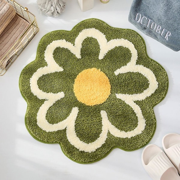 Blomsterformet bademåtte Hjemmetøj & Indretning Pashmina Hjem Soveværelse Dør Indretning Unik Vaskbar 40 * 40cm Tæppe Grøn