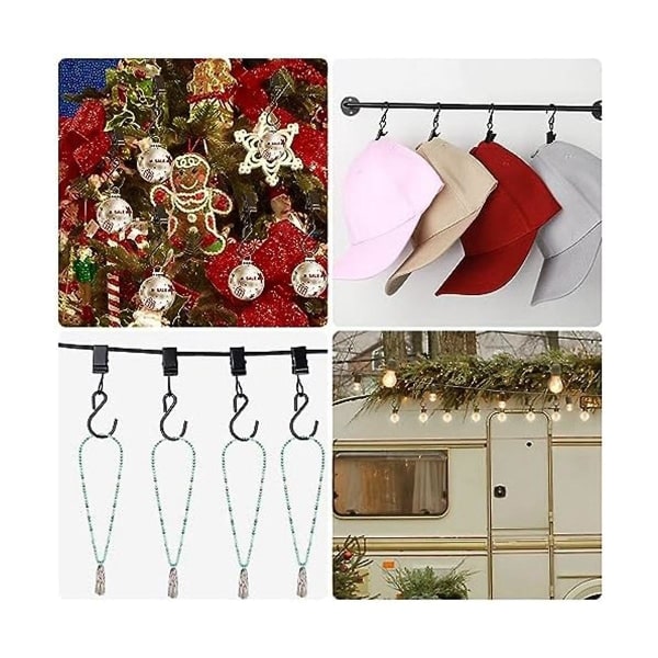 String Light Clips Hängkrokar: 100 Pack Hängande Ljusklämma Heavy Duty Metall String Party Light H