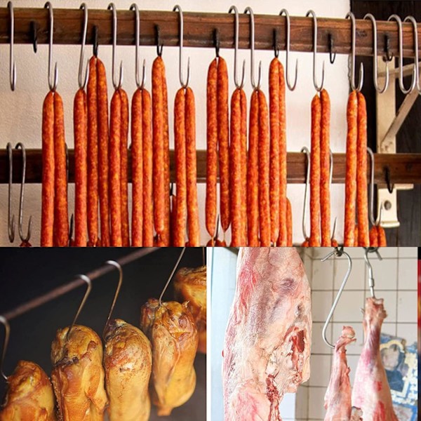 10 st Köttkrokar i Rostfritt Stål - Stabila Kökskrokar för Köttbearbetning 15cm 10pcs