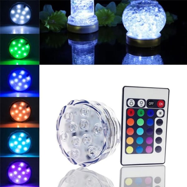 Undervattens LED-ljus 4 stycken med fjärrkontroll, RGB fler