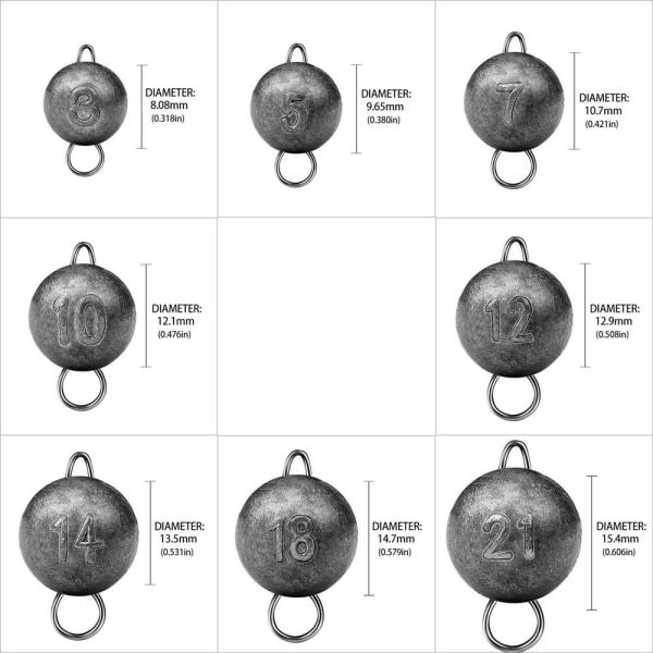 10 stk Fiskebly Sinker 12G 12G 12g
