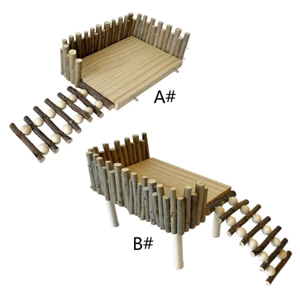 Hamster Stativ Platform Naturtræ Aktivitetslegeplads Små Dyr Bur Dekoration B
