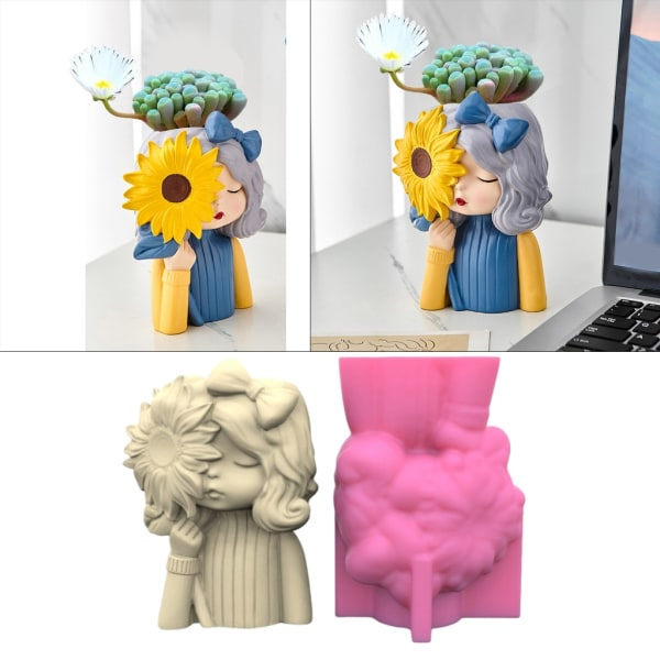 Silikonform för Blomkruka, Betong Ljusstake, Sukkulenter, Form
