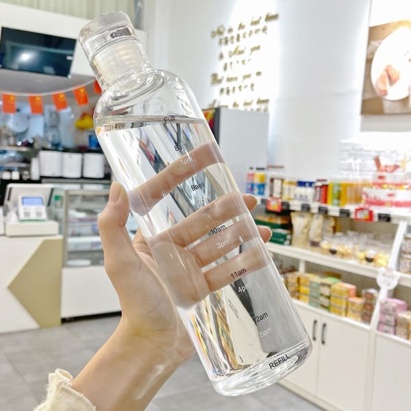 500 ml Vattenflaska Läcksäker Tryckt Transparent Högborosilikat Teservsflaska för Kontor (Gul)