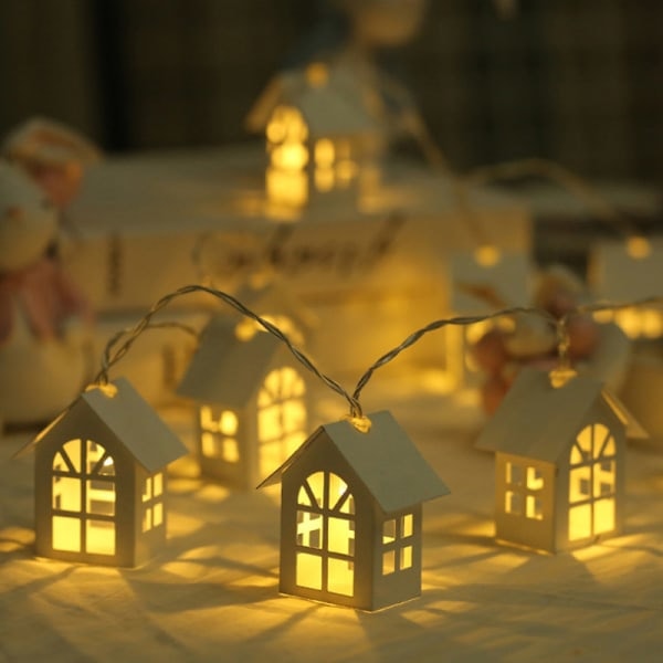 2m 10st Led Julgran Hus Style Fairy Light Led String Vit one size White one size