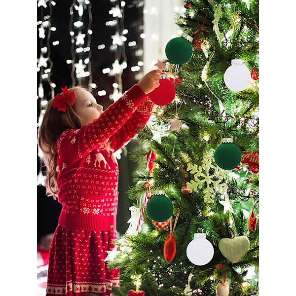 2,63 tum julgranskulor, handgjorda oförstörbara dekorationer för jul (röd grön vit, 12 st) Red Green White