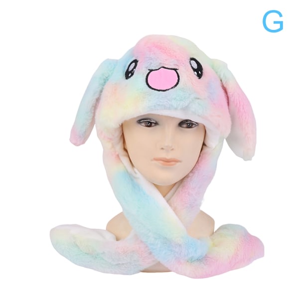 Kvinnors rörliga kaninöron hattar med lampor Flickor Vinterplysch Multicolor G Multicolor G