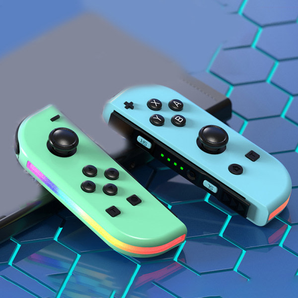 Joypad til Switch RGB Lys Vække Vibration Glare Controller Blå og Rød