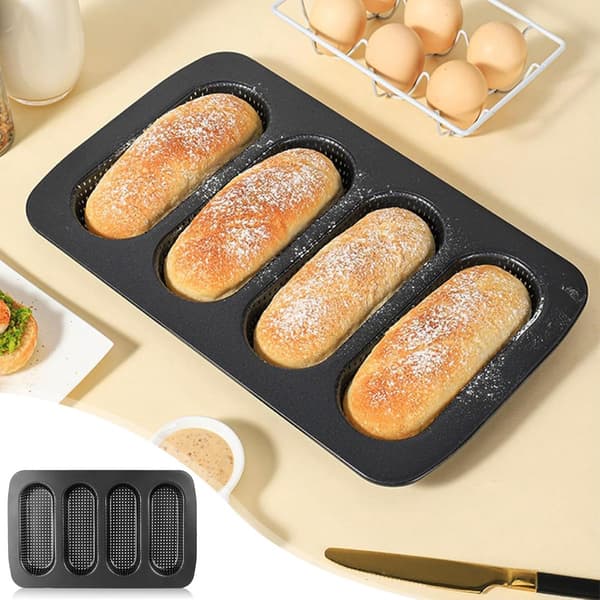Baguetteform - Bageplade til 4 baguetter - Sort - 34,7 x 21,5 x 3 cm