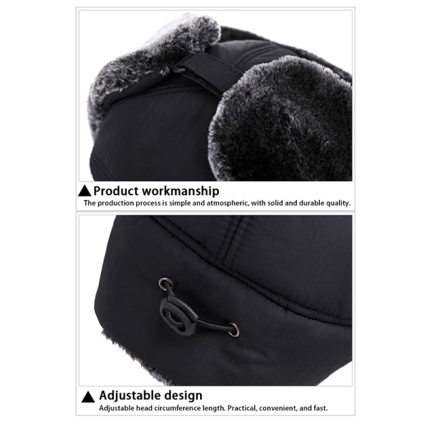 Tjukk Vinter Varm Lue Herre Lue EarFlap Cap Dame Myk Termisk B one size B one size