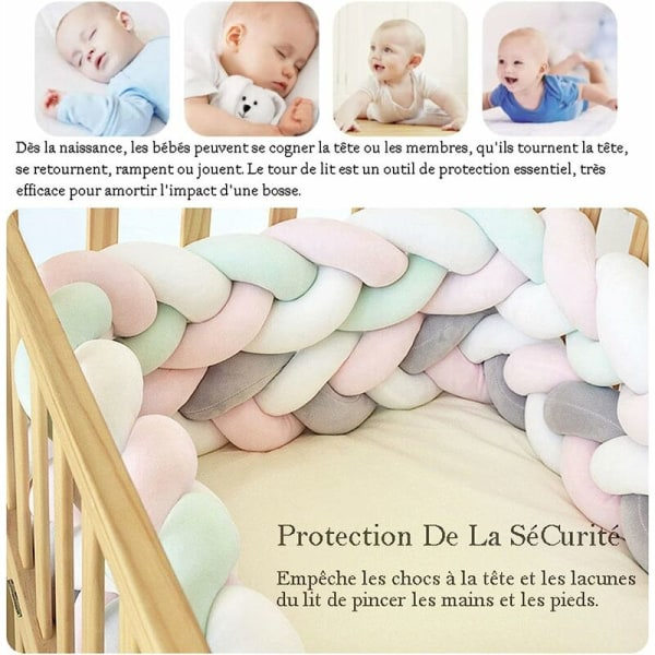 Spjälsängsskydd - 3 vävda baby orm vävda ram sammetssängssängskydd Nyfödda sängrumsdekor, ljusblå - 1M