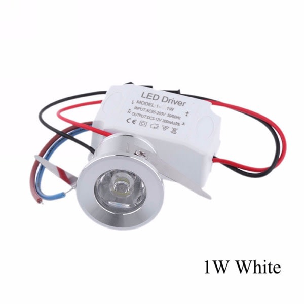 1/3W Innfelt Mini Spotlight Lampe Takmontert LED Downlight Hvit 1W White 1W