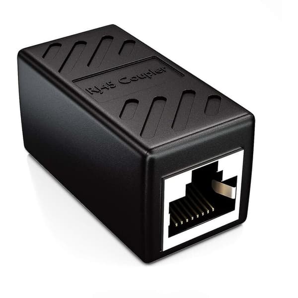 1x CAT6 Koblingskabel Netværkskabel Patchkabel Ethernetkabel Skærmet Moduladapter 2x RJ45 Hun Socket DSL LAN Sort