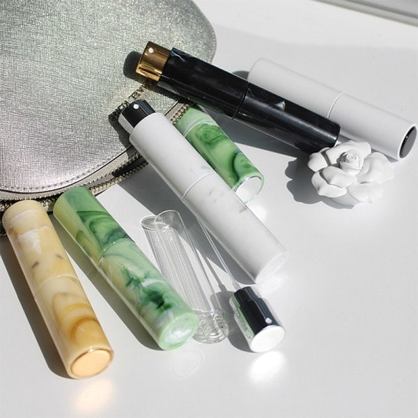 Bærbar påfyldningsbar parfumesprayflaske Marmorering Tom Indhold Sort & Sølv 10ml tom Black & Silver 10ml empty