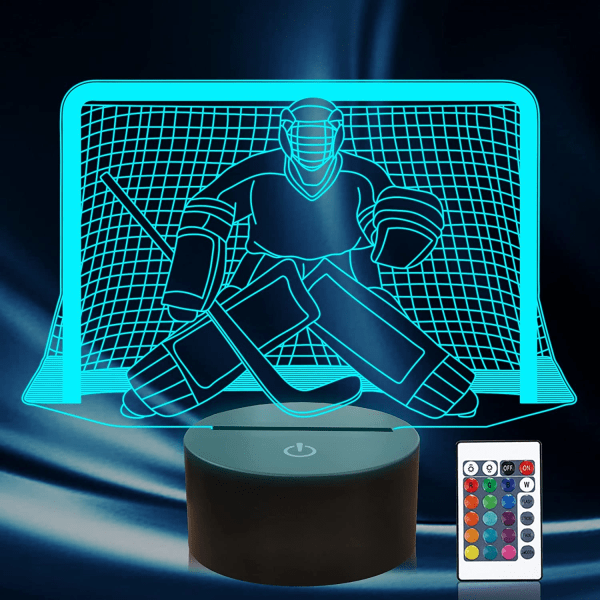 Ice Hockey Night Light, Hockey Goalie 3D-lampa 16 Color Chang