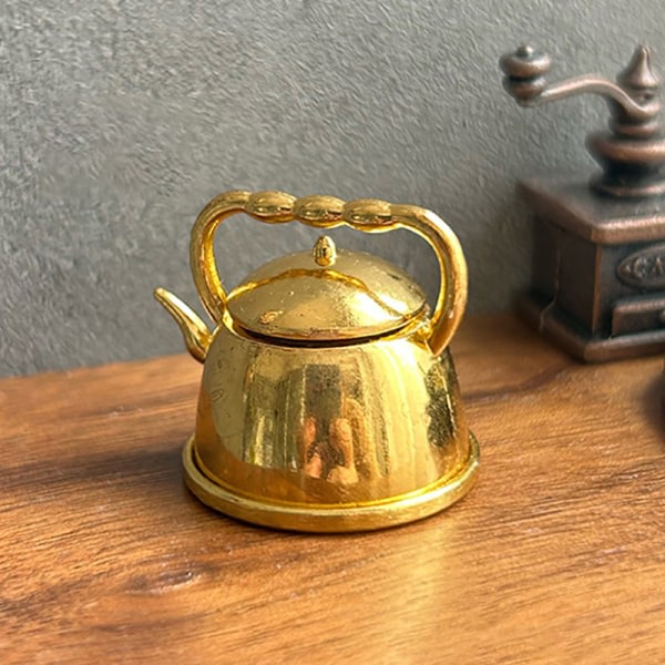 1:a 1:12 Miniatyr tekanna Tekanna Dockskåp Kökstillbehör Guld one size Gold one size