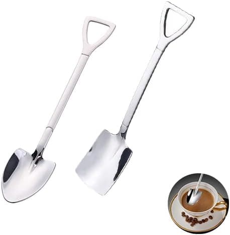 Rostfria skedar i form av en spade, 2 teskedar (silver)
