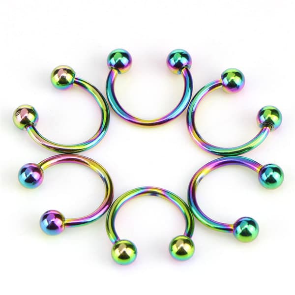 10 stk rustfrit stål hestesko næsering Læbe Septum Øreringe St Sølv 6mm Silver 6mm