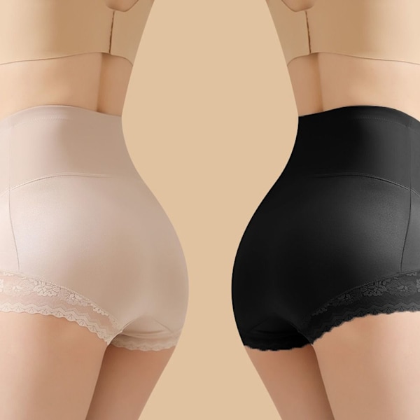 Korkeavyötäröiset muotoilevat shortsit naisille - Vatsaa litistävät pikkuhousut, musta black XL