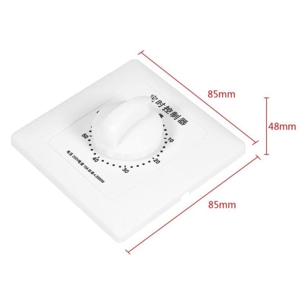 AC 220V Høyytelsespumpe Timer Bryter Elektronisk Kontroll Mekanisk Nedtellingstimer Socket Time Bryter 86 Panel (120min)