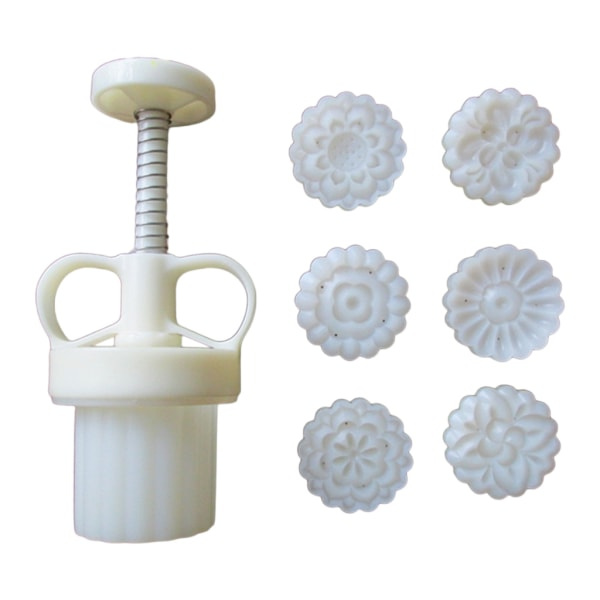 Plast Månekageform 35g Blommestempel Cookie Cutter Form Håndtryk Bagetilbehør Mid-Autumn Festival Køkkenudstyr