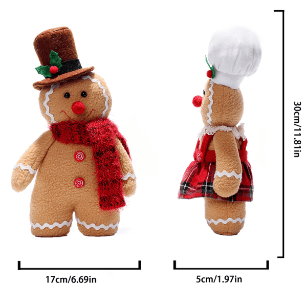 30CM Pepparkaksman Dukke Plysjleke Myke Fylte Dukker Jul A1 30cm A1 30cm