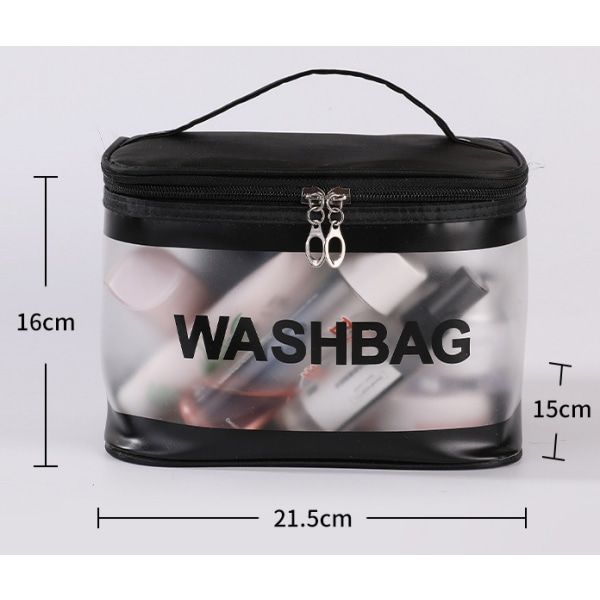 Transparent vandtæt kosmetisk taske med stor kapacitet Bærbar rejse kosmetik taske til kvinder opbevaringspose Håndtaske Sort 21*15*16cm