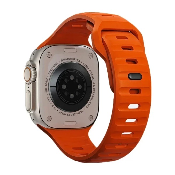 Silikonrem för Apple Watch Band 49mm 44mm 45mm 40mm 41mm 42mm 38mm Ultra 2 Sport Armband iwatch Series 9 8 7 6 5 s orange gray
