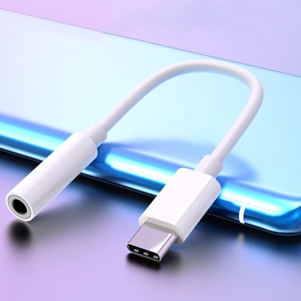 USB C - 3,5 mm:n sovitin, tyyppi C - 3,5 mm:n liitäntä, kuulokeliitäntä, äänenmuunnin, kuulokejohto Huawei Mate10 Prolle, P20:lle, 6 valkoista White