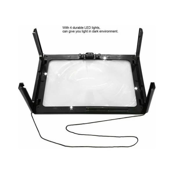 Foldbar Ultratynd A4 Fuldside LED Lup med 3X 4 LED Lamper til Læsning