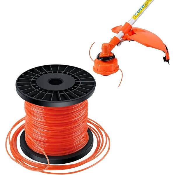 Gräsklipparspole 5-Eggad Trimmertråd Nylon 2,4mm x 100 Meter Orange Röd