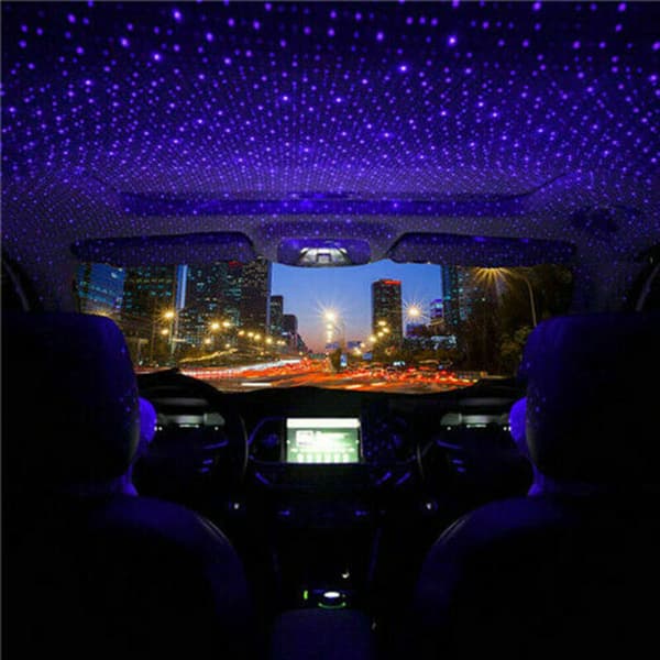 USB LED Bil Interiør Tak Star Night Light Lampa Blå+Lilla
