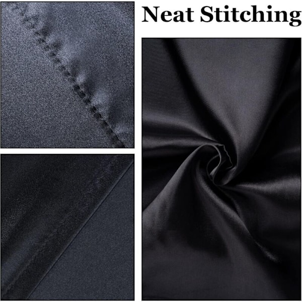 Satiininen tyynyliina 60x60 2 kpl Sileä Elegantti Neliönmuotoinen Tyynyliinan Päällinen Silkkinen Mukavuus Iho Viileä Kesä Vetoketju Koti Hotelli, Musta