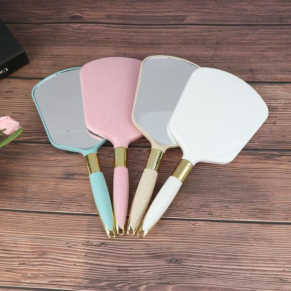 Plast Vintage Handspegel Makeup Sminkspegel Rektangel Hol White one size White one size