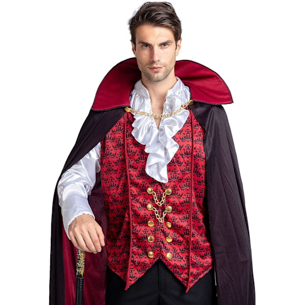 Renässans & Medeltida Läskig Deluxe Vampyrkostym För Halloween Män Rollspel Synder & Cosplay RED XXL