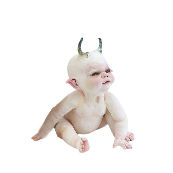 Halloween Devil Baby Staty Skrämmande Haunted Home Decor Doll D