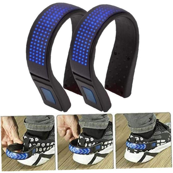 LED-skoklämmor, säkerhetsljus, varningsskylt, skoklämma, ljus för dans, nattlöpning, jogging, promenader, cykling (blå, 2 st)