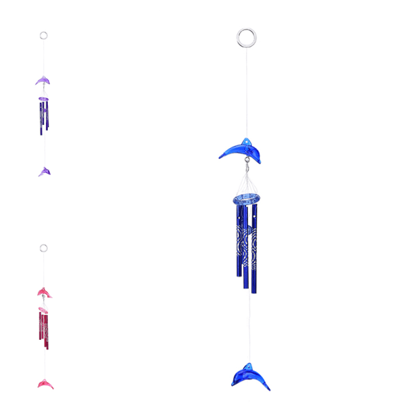 Dolphin Creative Crystal 4 metallrör Windchime Wind Chime Hom blå en storlek blue one size