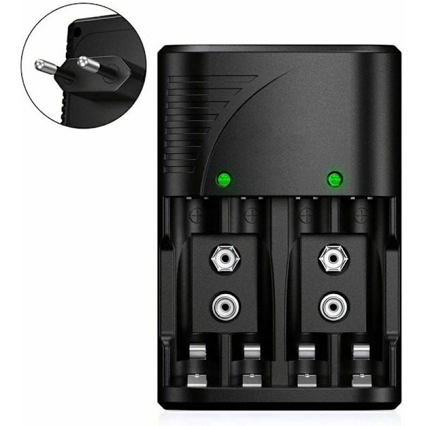 Universell Batteriladdare för AA/AAA/9V, 6802 Snabbladdare för AA/AAA eller 9V NI-MH Uppladdningsbara Batterier, med LED-Indikator, Global Spänning...