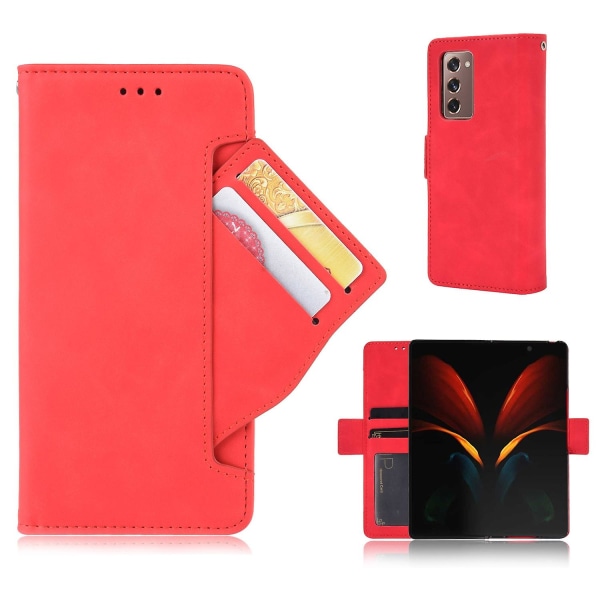 Fodral i skinn med flere kortplasser og stativ til Samsung Galaxy Z Fold2 5G Re Red Samsung Galaxy Z Fold2 5G