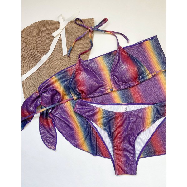 CDQ Seksikäs kolmiosainen bikinin setti värigradientilla ja bandeau-mallilla Multi LCDQ