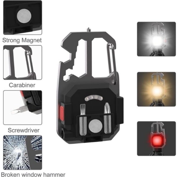Pro Multifunktionel COB Arbejdslys LED Lommelygte USB Genopladelig Sort CDQ