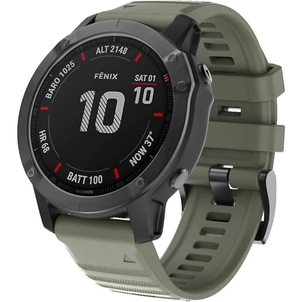 Dww-Garmin Fenix ​​6x / 6x Pro Armbånd, Fenix ​​5x / 5x Plus, Fenix ​​3 / 3 Hr Tilbehør, Quickfit Armbånd 26 Mm Bred Dobbelram Gun Grønn + Nei