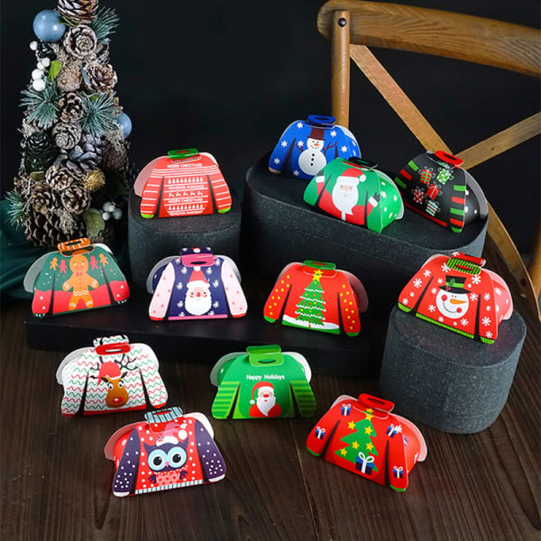 12 st 2024 God Jul tecknad tröja julgodislåda