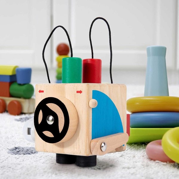 Aktivitetsbord i træ, Busy Block Toy Cube Childhood Interactive